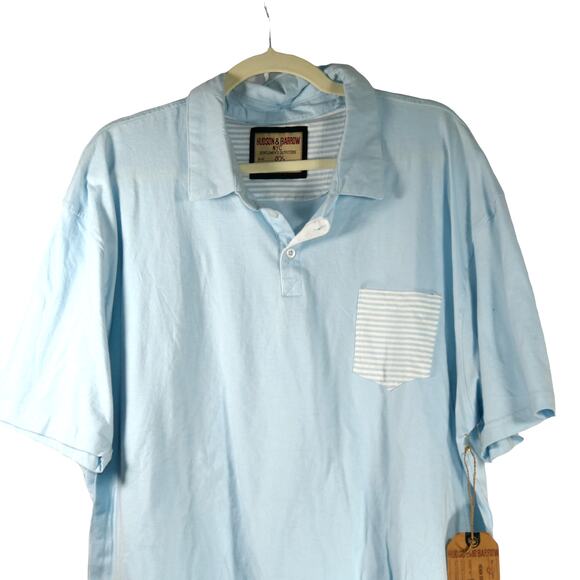Hudson & Barrow Other - NWT Hudson & Barrow Mens T Shirt Baby Blue Size 3X Collared 3 Button Cotton